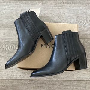 MANGO Leather Square Toe Boots